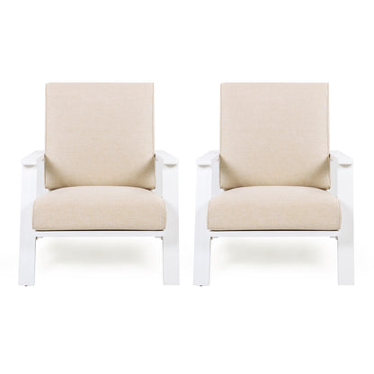 Youssef Patio Lounge Chair, Outdoor Club Chair with Beige Cushion