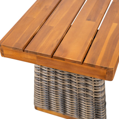 Vireor Outdoor Acacia Wood Bench, Southeast Asian charm