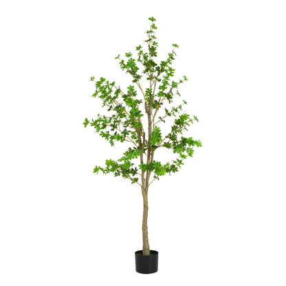 Kyrion 76" Artificial Enkianthus Tree with Black Plastic Pot