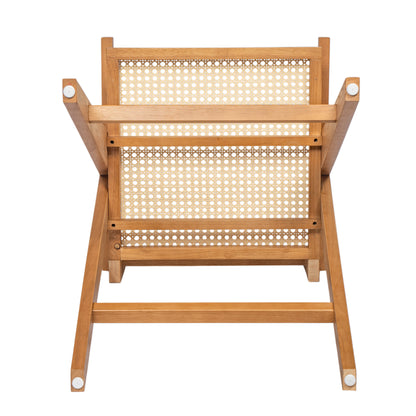 Lomiare Modern Minimalist Bar Stool with Cane Seat, Solid Wood Frame