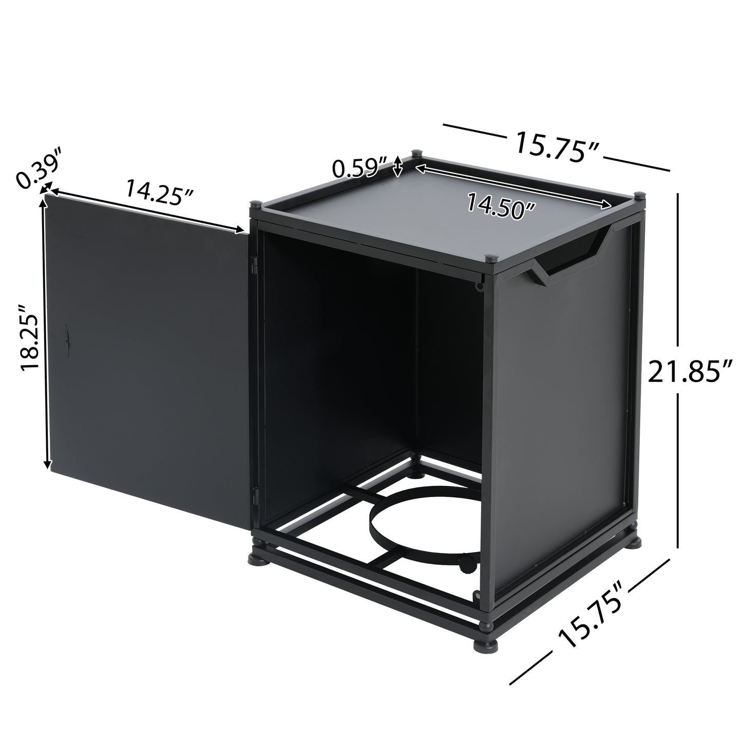 Lecanto Outdoor Metal Tank Holder Side Table, Matte Black