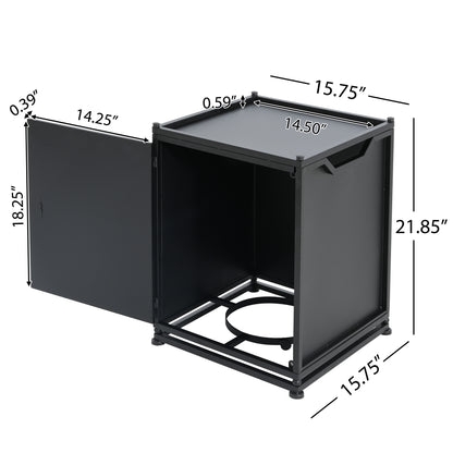 Lecanto Outdoor Metal Tank Holder Side Table, Matte Black