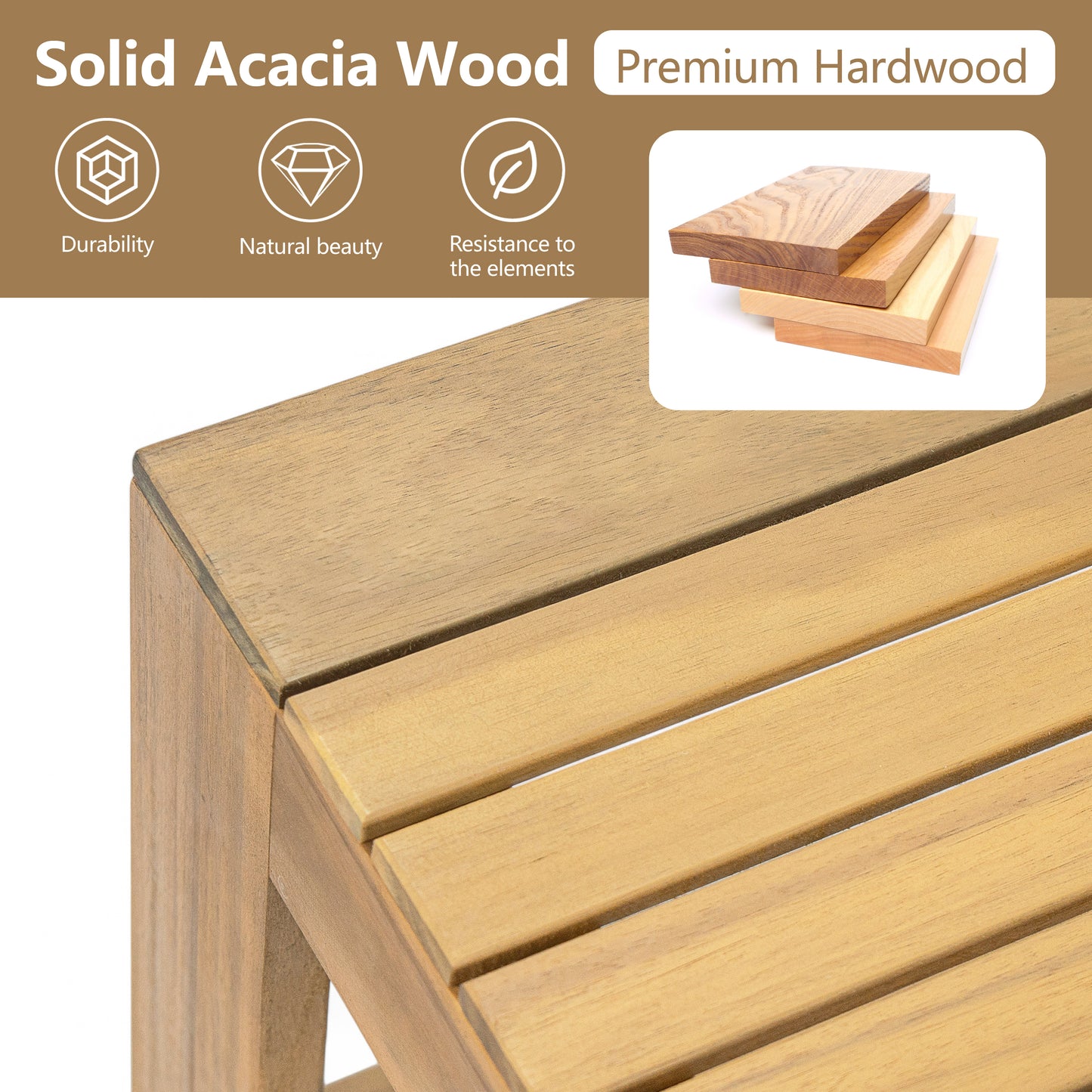 Silas Outdoor 3pcs Acacia Sectional Patio Sofa Set With Coffee Table