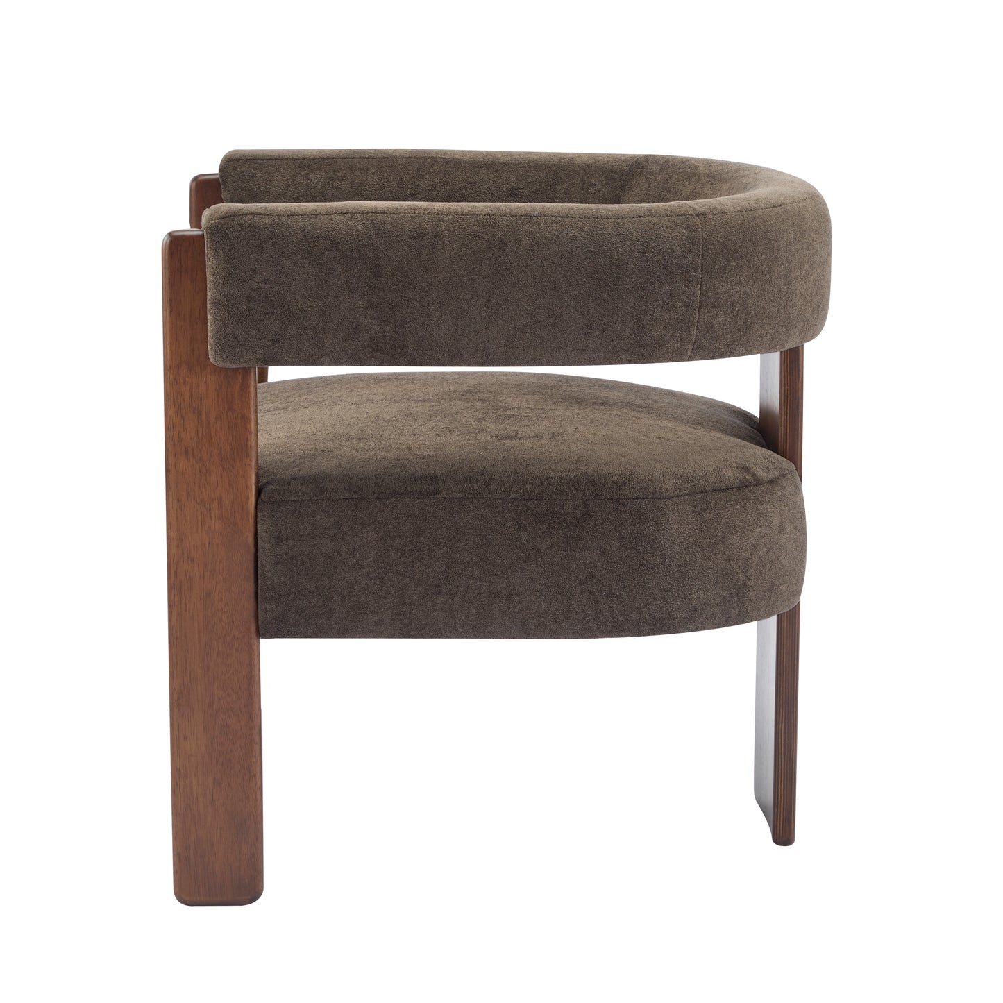 Noah Upholstered Boucle Accent Arm Chair, Rubberwood, Beige+walnut