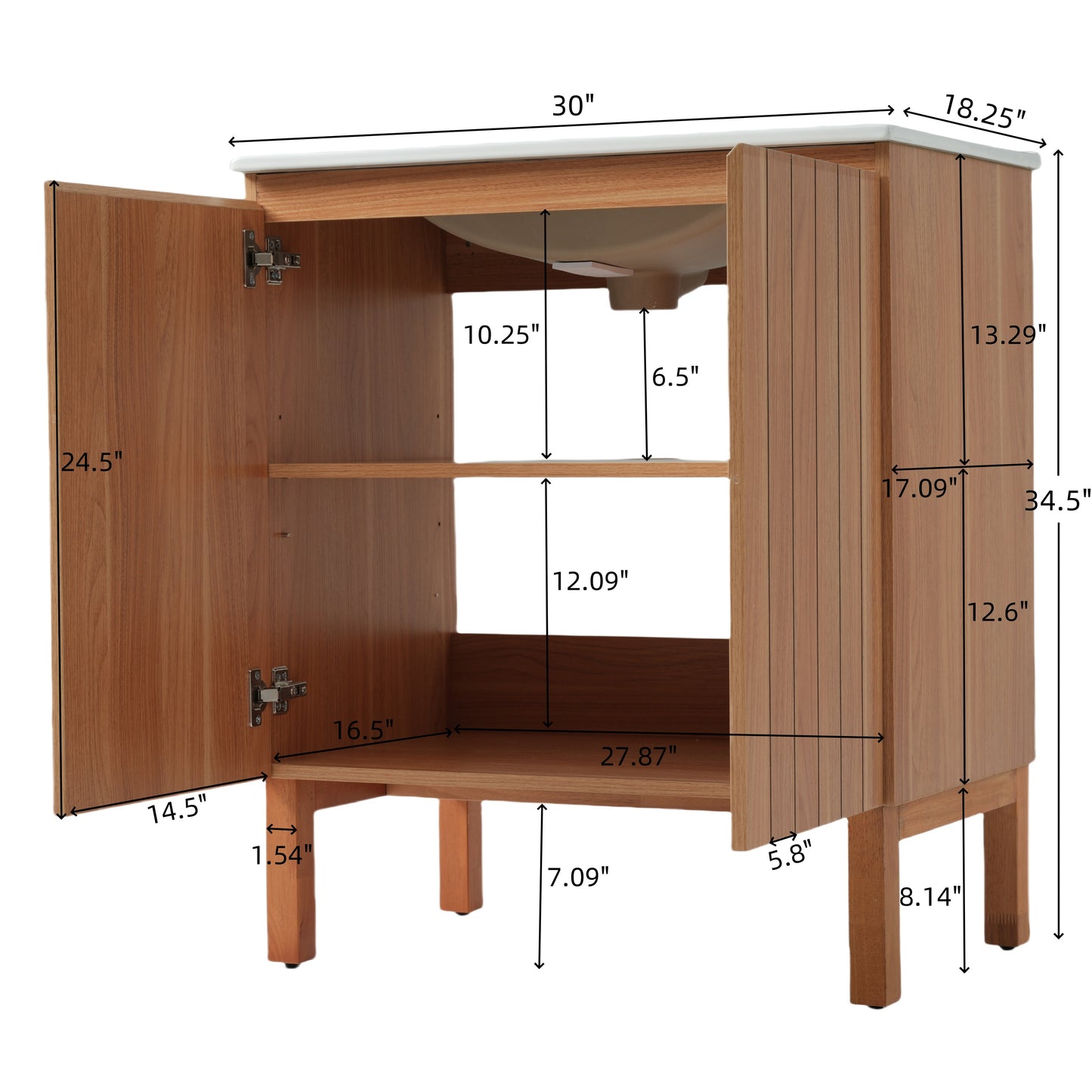 Codexine Vintage Bathroom Vanity Cabinet with Ceramic Sink