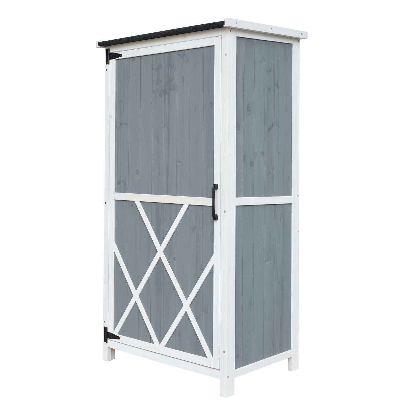 Melioraeth Two-Tone Storage Shed with Sloped Roof & 5 Compartments