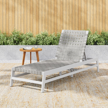 Rionaris Outdoor Acacia Wood Rope Chaise Lounge Adjustable 4-Position Recliner