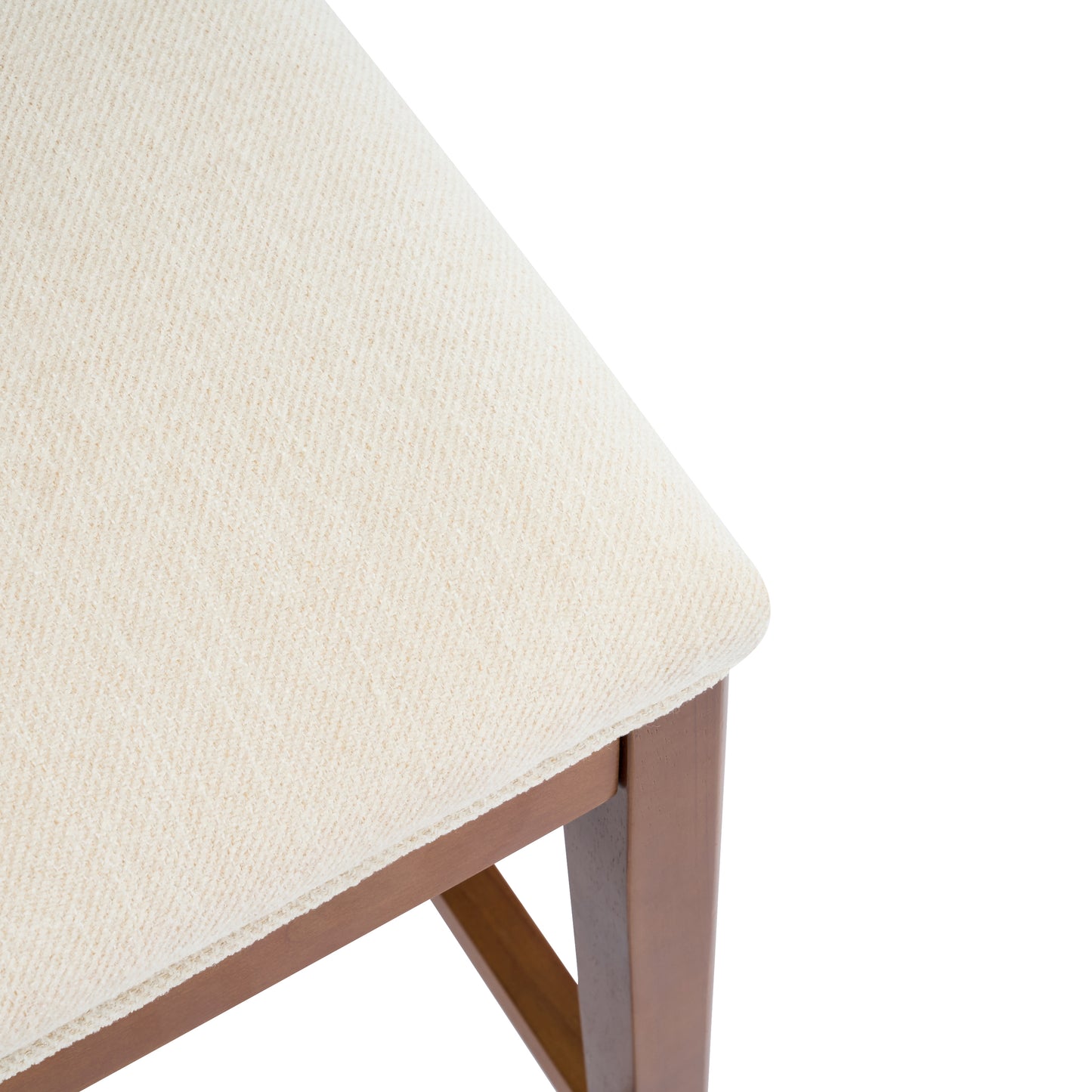 Tatti Indoor Wooden Counter stool, Wood Frame with Beige Upholstery, Set of 2