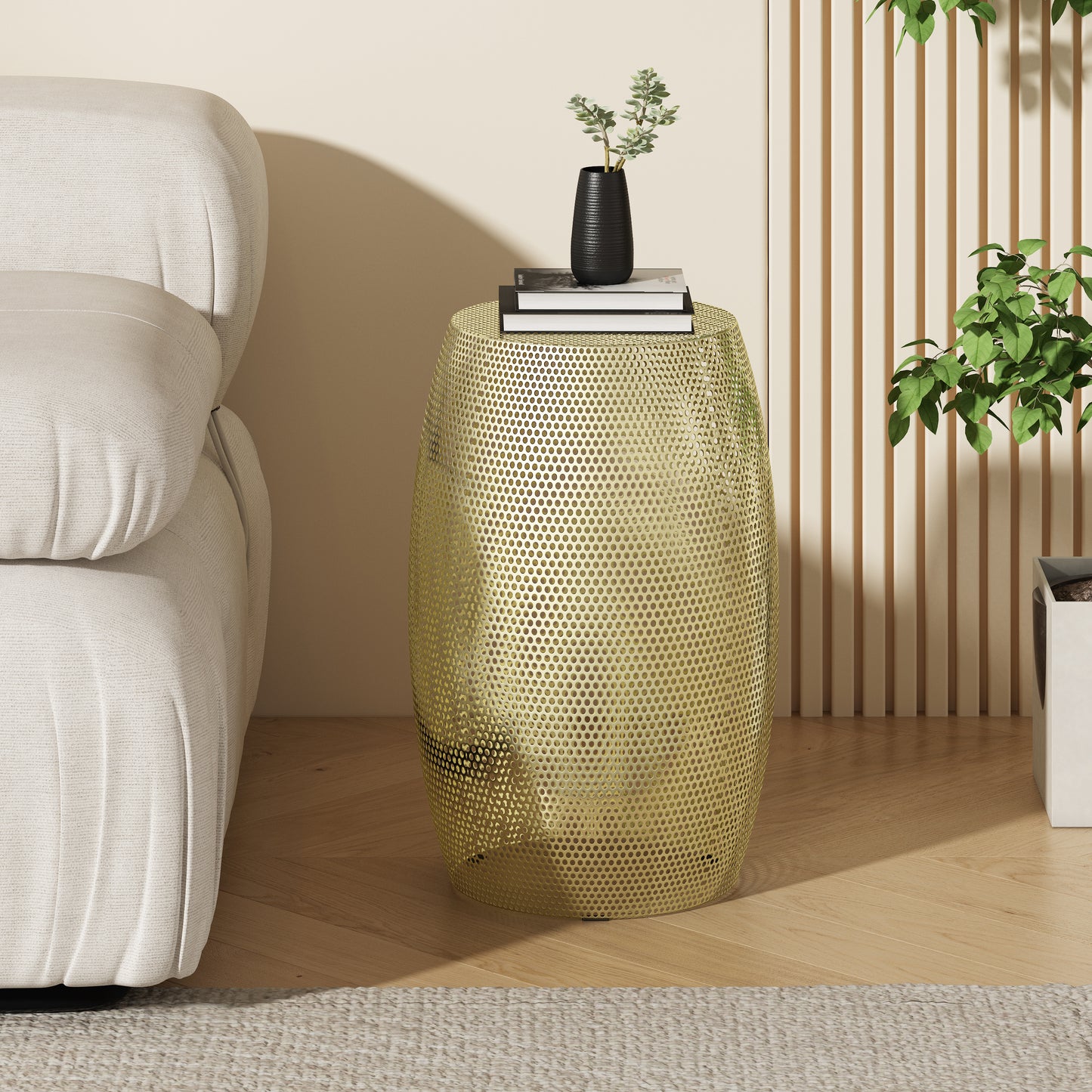 Grandoer Round Metal Hollow Side Table