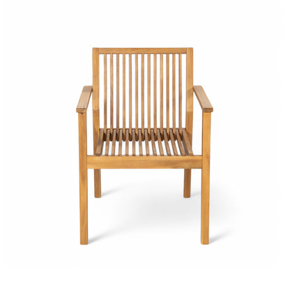 Somasilen 7-Piece Acacia Wood Outdoor Dining Set, 72"W Slatted Table & 6 Chairs