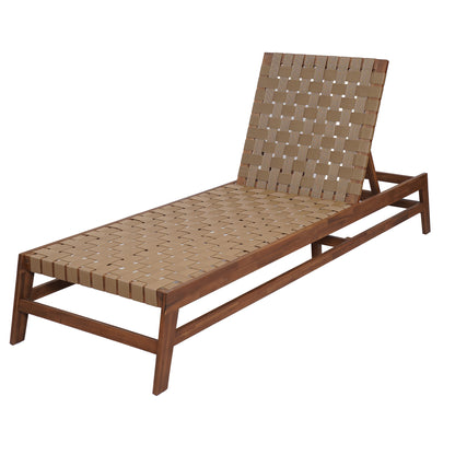 Rionaris Outdoor Acacia Wood Rope Chaise Lounge Adjustable 4-Position Recliner