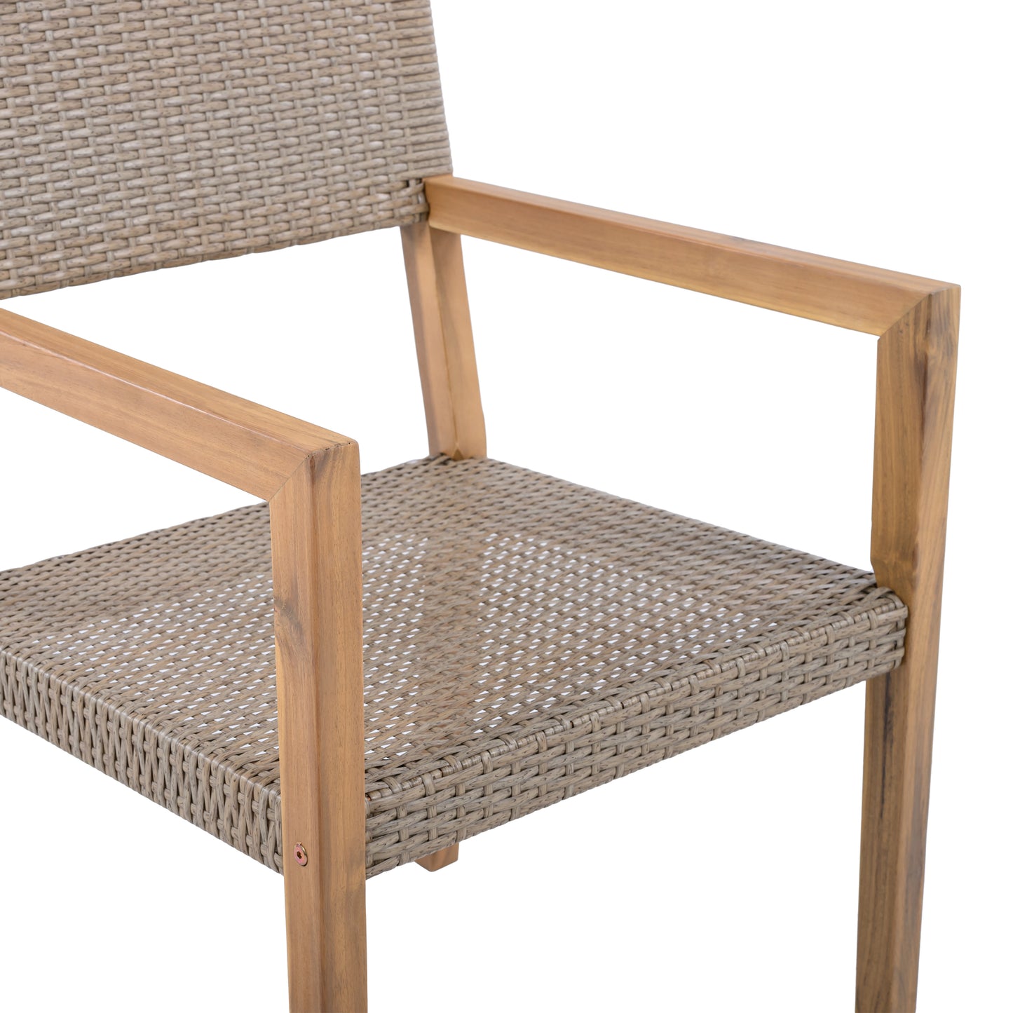 Velquinn Outdoor Dining Chairs Set of 2, Acacia Wood Frame and PE Wicker