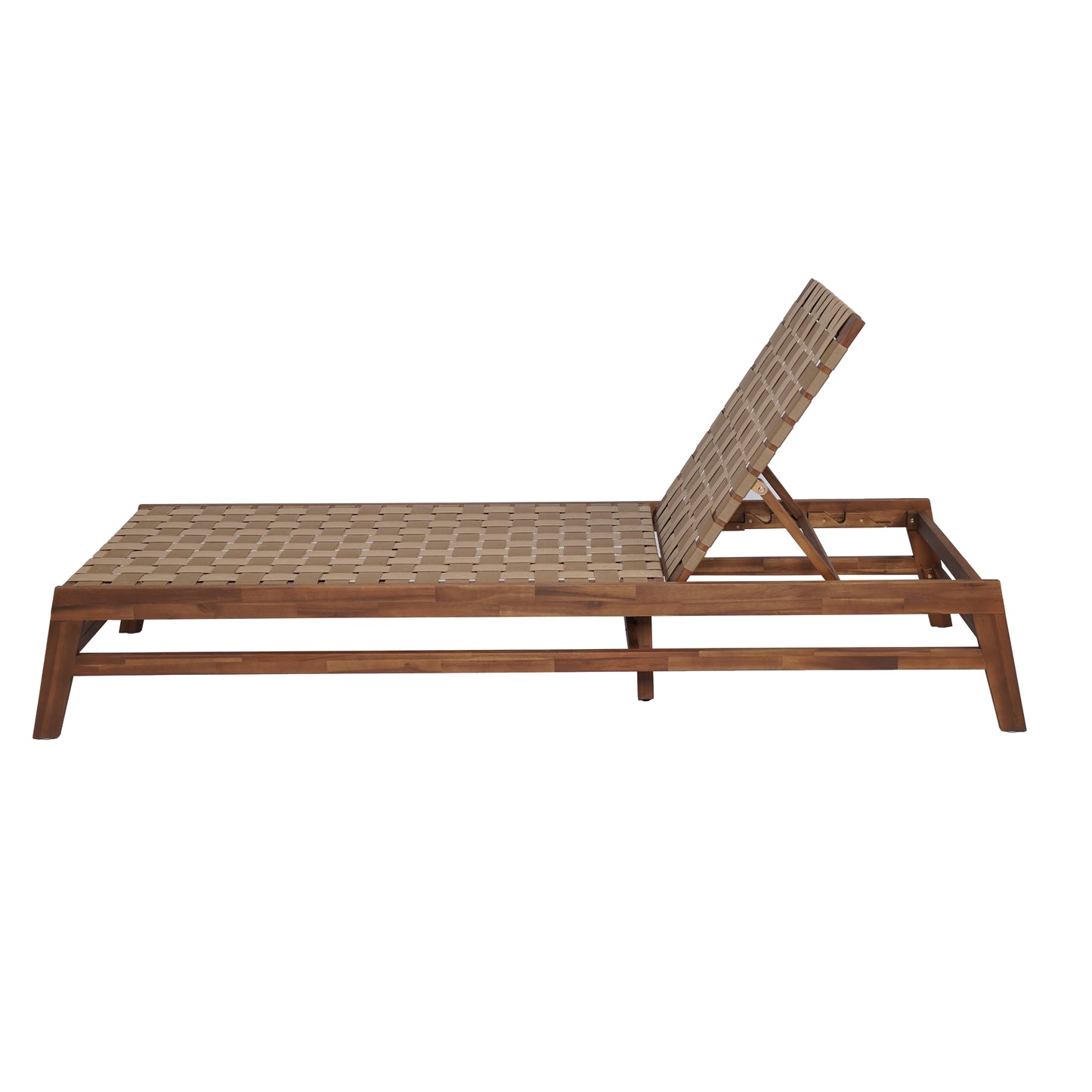 Rionaris Outdoor Acacia Wood Rope Chaise Lounge Adjustable 4-Position Recliner