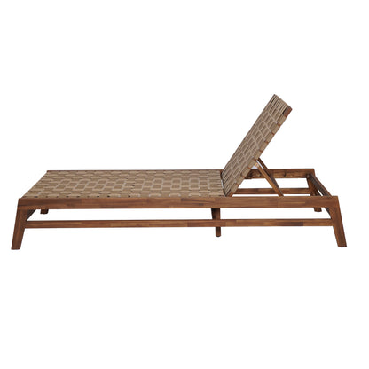 Rionaris Outdoor Acacia Wood Rope Chaise Lounge Adjustable 4-Position Recliner