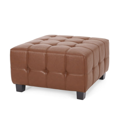 Littell Faux Leather Tufted Ottoman