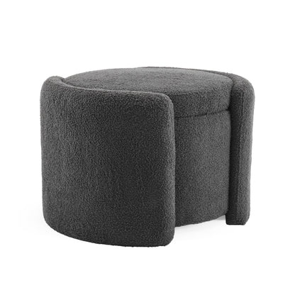 Cozy Lamb Fleece Oval Storage Ottoman Footstool Bench