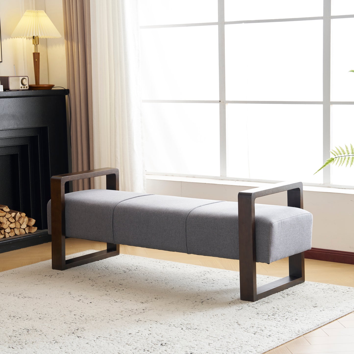 Caelum Modern Fabric Ottoman Bench