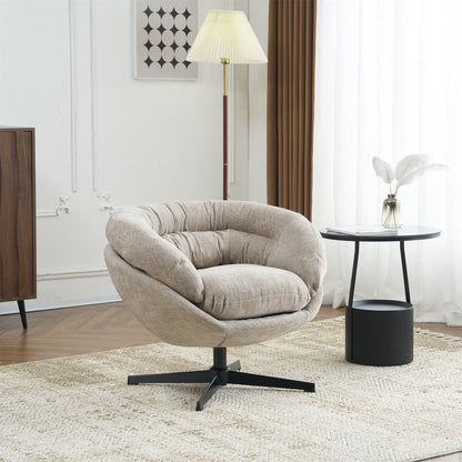 Olevate Chenille Upholstered 360 degree Swivel Arm Chair, Metal Cross-shape legs