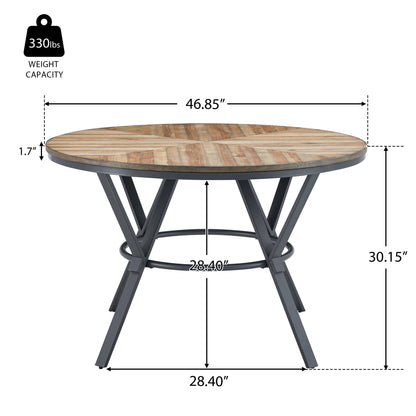 Zestia Modern Round Wood Dining Table, Light Birch + Black