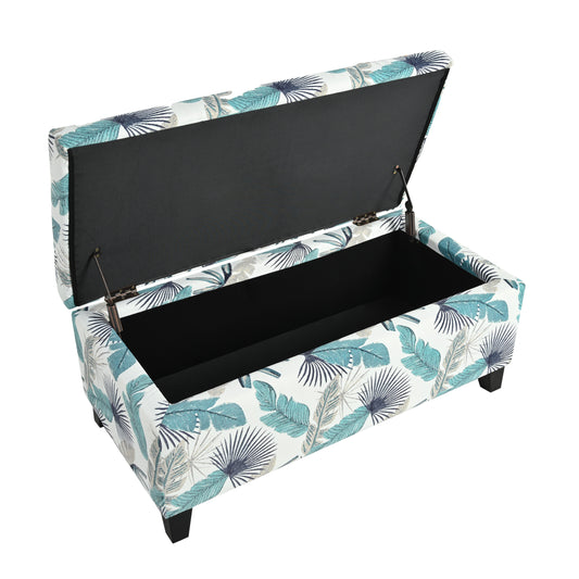 Delray Delray Blue and White Floral Fabric Storage Ottoman