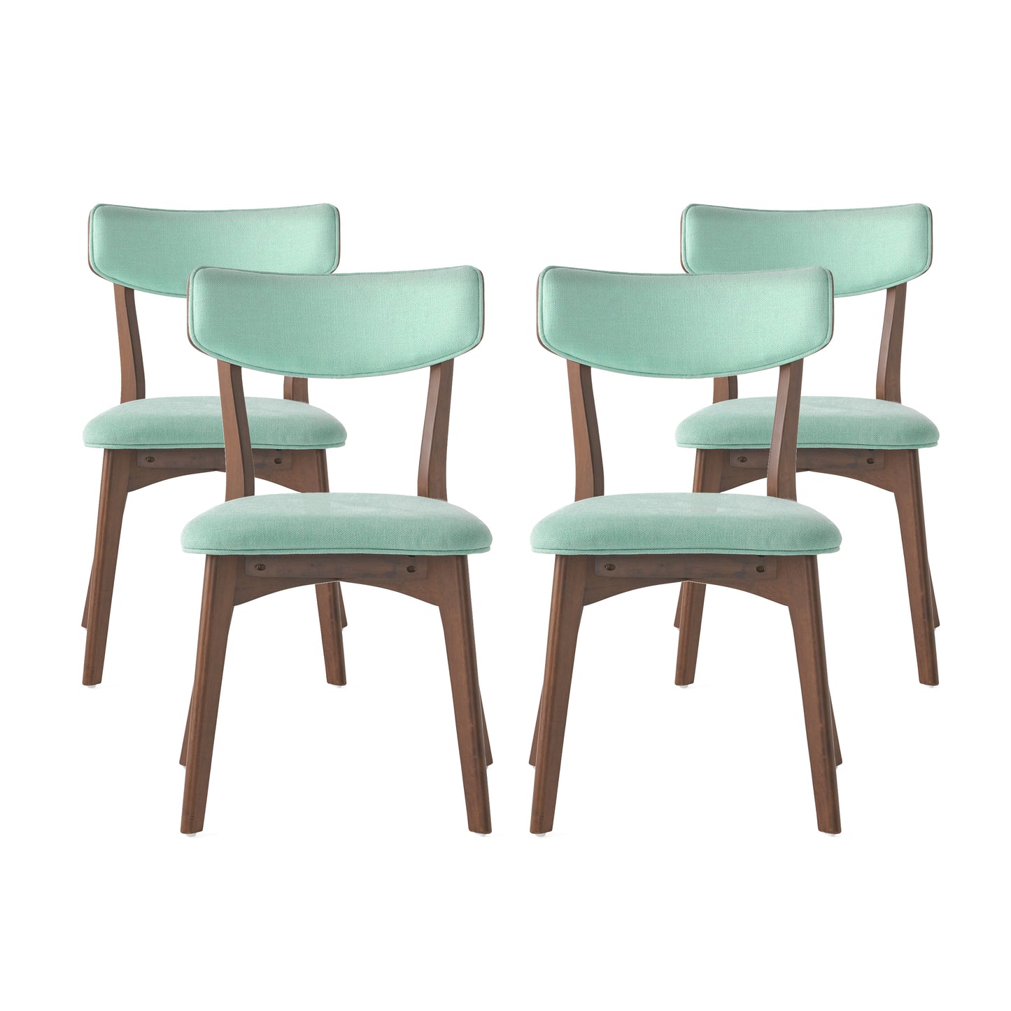 Wrene Mid-Century Walnut Finished Frame Dining Chairs, Set of 4