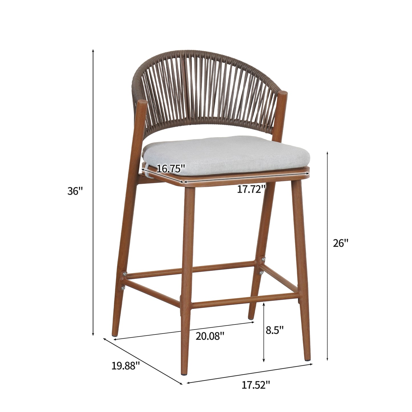 Sylvius 26 in. Outdoor Patio Counter Stools,Set of 2