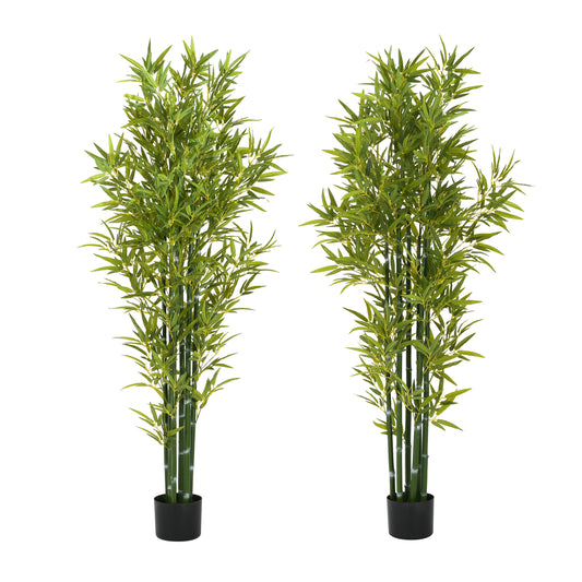 Kaelith 72" Artificial Bamboo with Black Plastic Pot - 2pcs