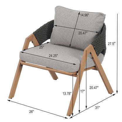 Reafter Outdoor Patio Elegant rattan Chair with Cushions (Set of 2)