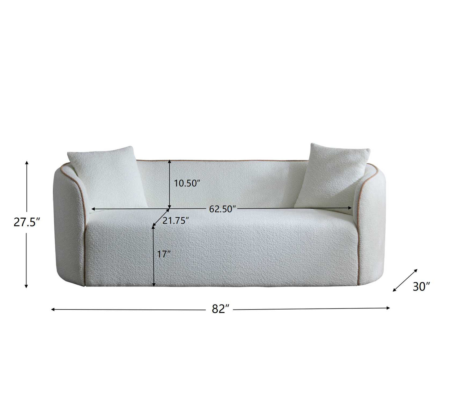 Coralna 82" Curved Sofa,3-Seater,Living Rooms,Bedrooms,Apartment Office