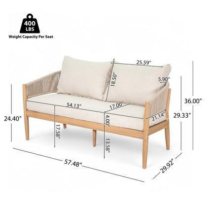 Veronia Outdoor Patio Acacia Wood Chat Set,Include 2 Club Chairs,1 Coffee Table,Loveseat.