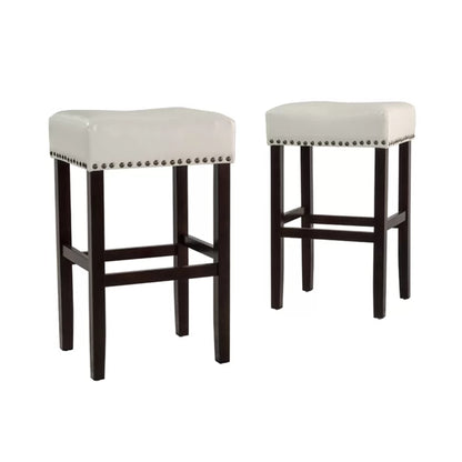 Ogden Contemporary Faux Leather 30 Inch Backless Barstool (Set of 2), Brown and Matte Black