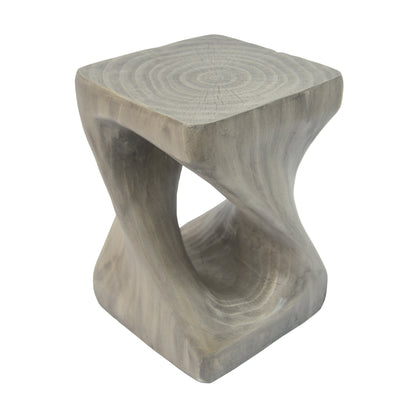 Woanar MGO Twist Shape Side Table, Wood-like texture