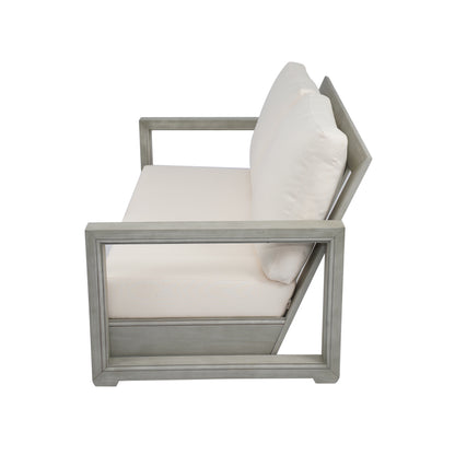 Andrae Outdoor Acacia Wood Loveseat Set with Coffee Table