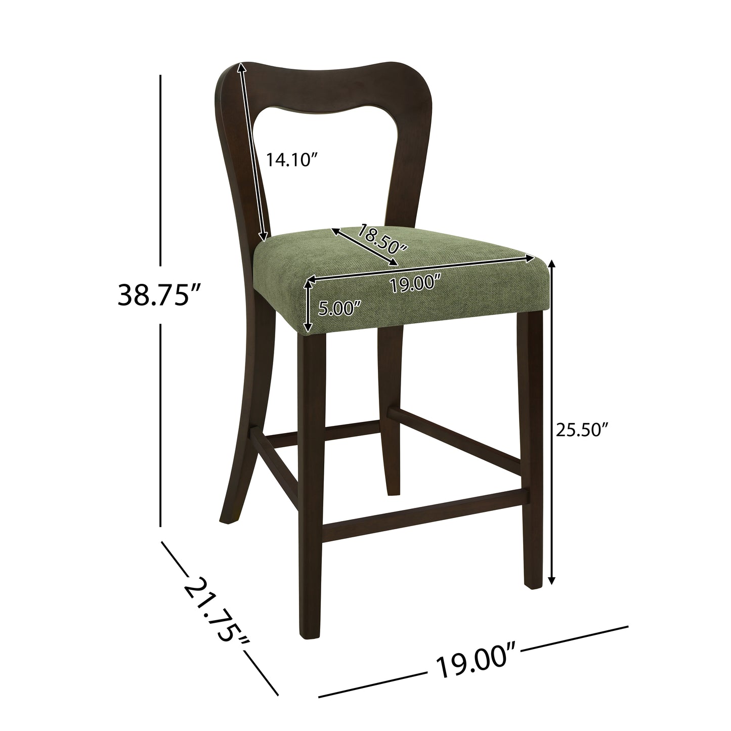VintParlor 25.5 in. Modern Upholstered Counter Stools,Set of 2