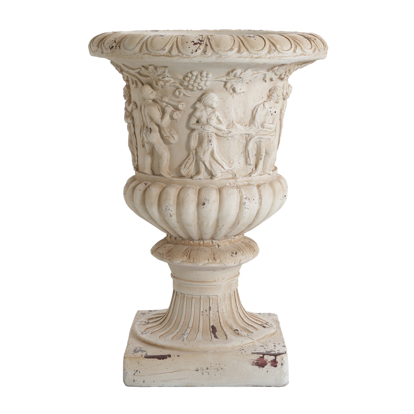 Caldrithar MGO Garden Artistic relief Urn, Antique White, 27'' H