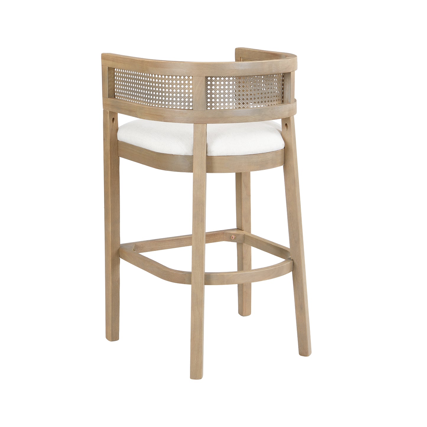 Tiberius Wood And Rattan Upholstered Arm Bar Stools,Set of 2