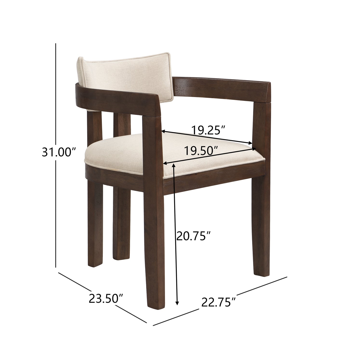Celestia Modern Upholstered Dining Chairs With Armrest  Set of 2