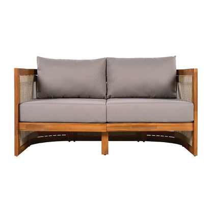 Vireo 4-Piece Patio Seating Group 2 Chairs, Loveseat & Table Acacia Wood Outdoor Furniture Set