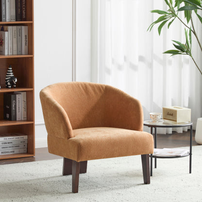 ‌Mossly Modern Accent Chair with Round Back & Wooden Legs - Mid-Century Inspired Lounge Chair for Living Room, Bedroom