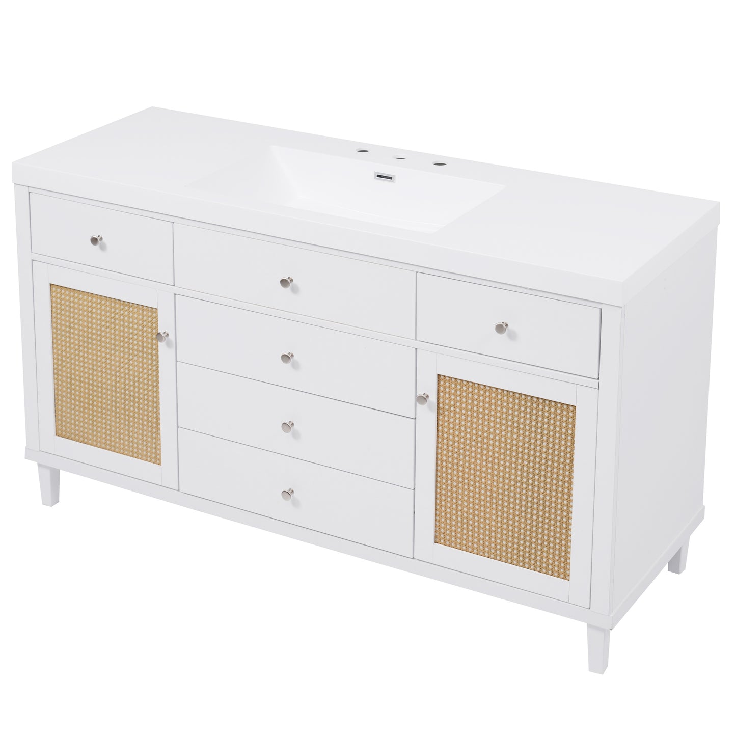 GuGuga 60" Bathroom Vanity with SMC Sink, Modern Large Storage Bathroom Storage Cabinet