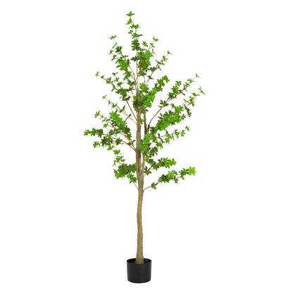 Kyrion 76" Artificial Enkianthus Tree with Black Plastic Pot