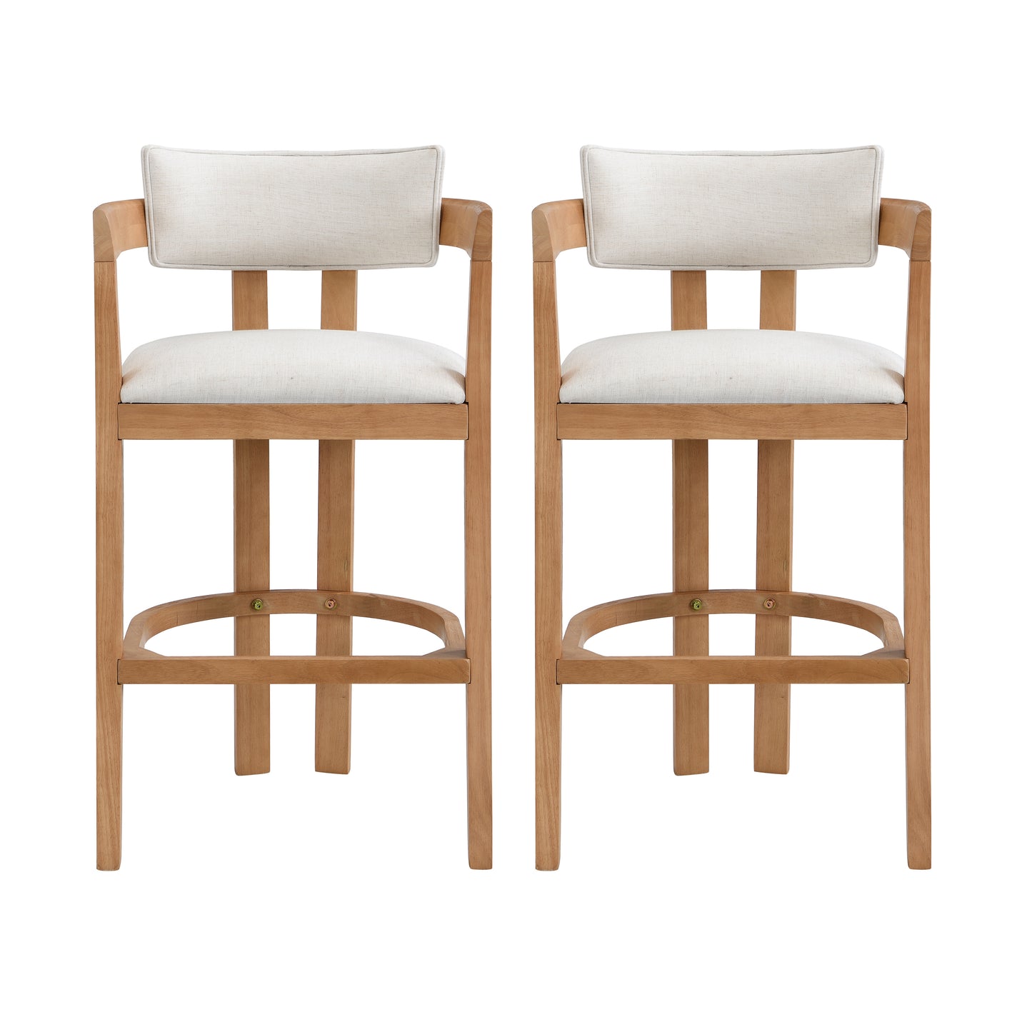 Thorn 30" Wooden Frame and Upholstered barstool with arm and back,Set of 2