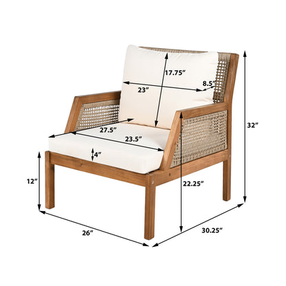 Aplore Outdoor Acacia Wood Club Chair with Cushions