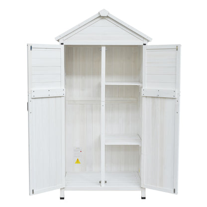 Faevyne White Fir Wood Storage Shed with Double Doors