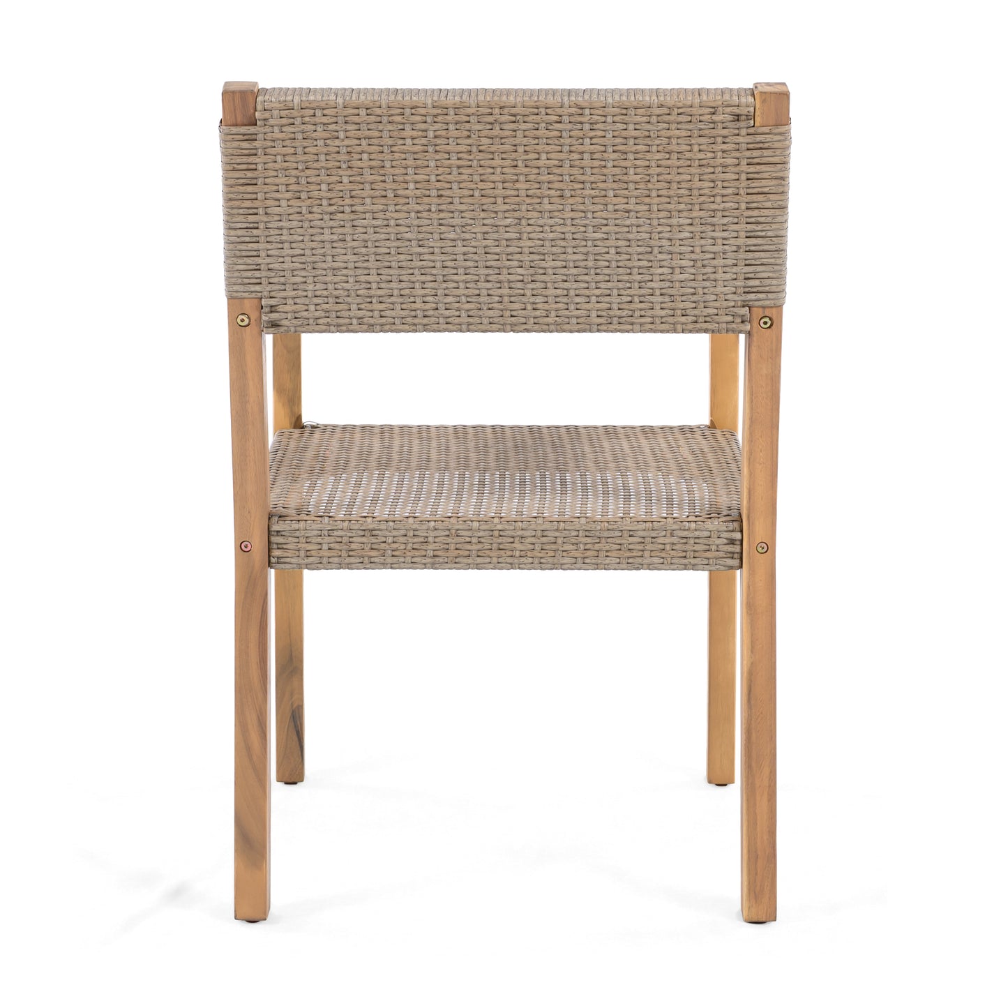 Velquinn Outdoor Dining Chairs Set of 2, Acacia Wood Frame and PE Wicker