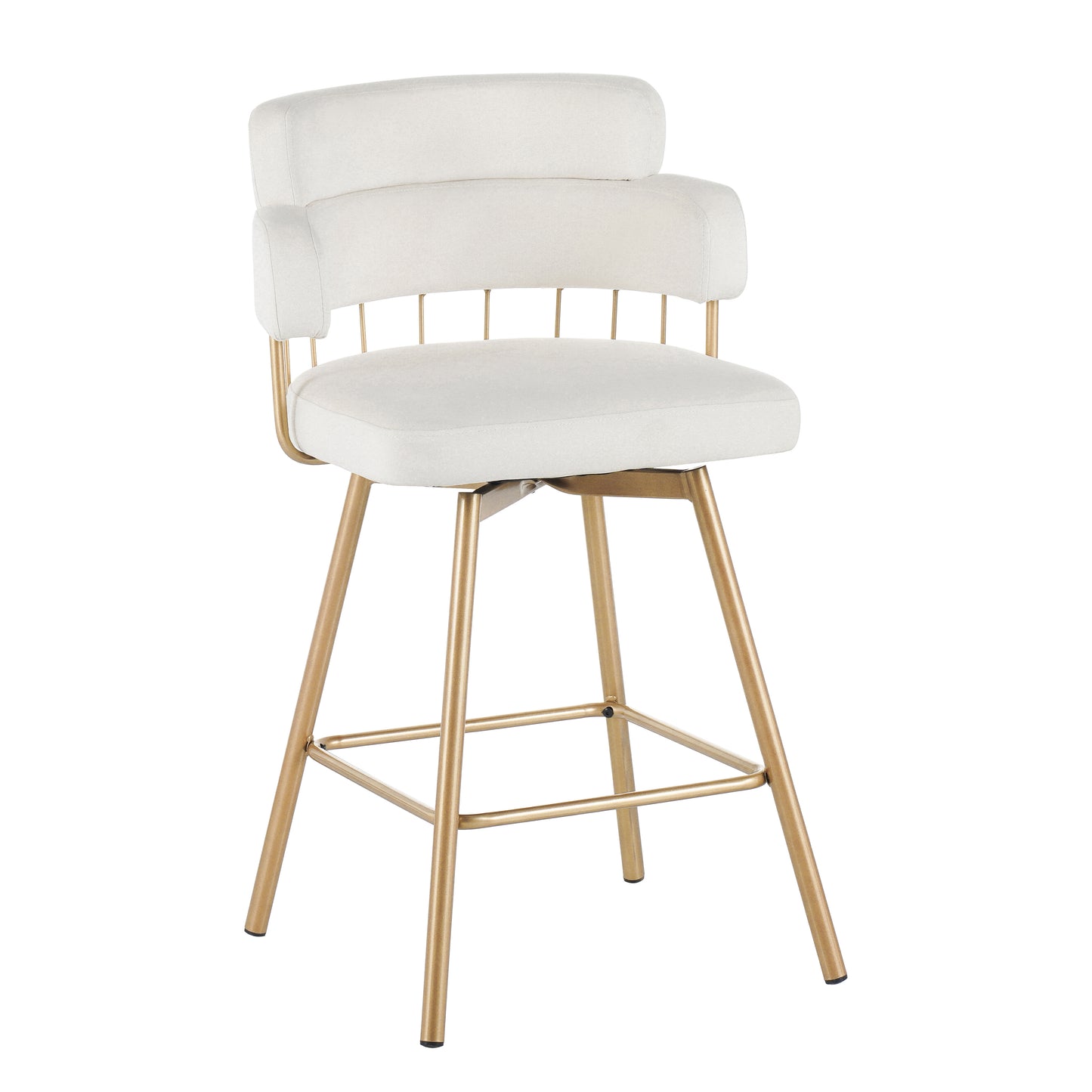 Novimonir 26" Counter Height Bar Stools Set of 2, 180° Swivel Upholstered Barstools