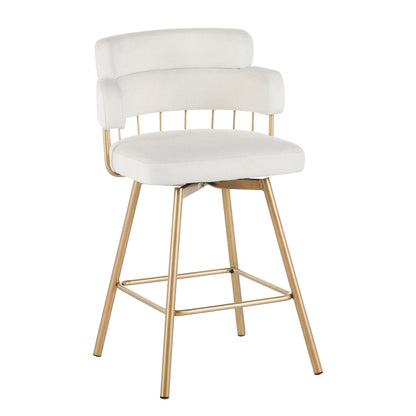 Novimonir 26" Counter Height Bar Stools Set of 2, 180° Swivel Upholstered Barstools