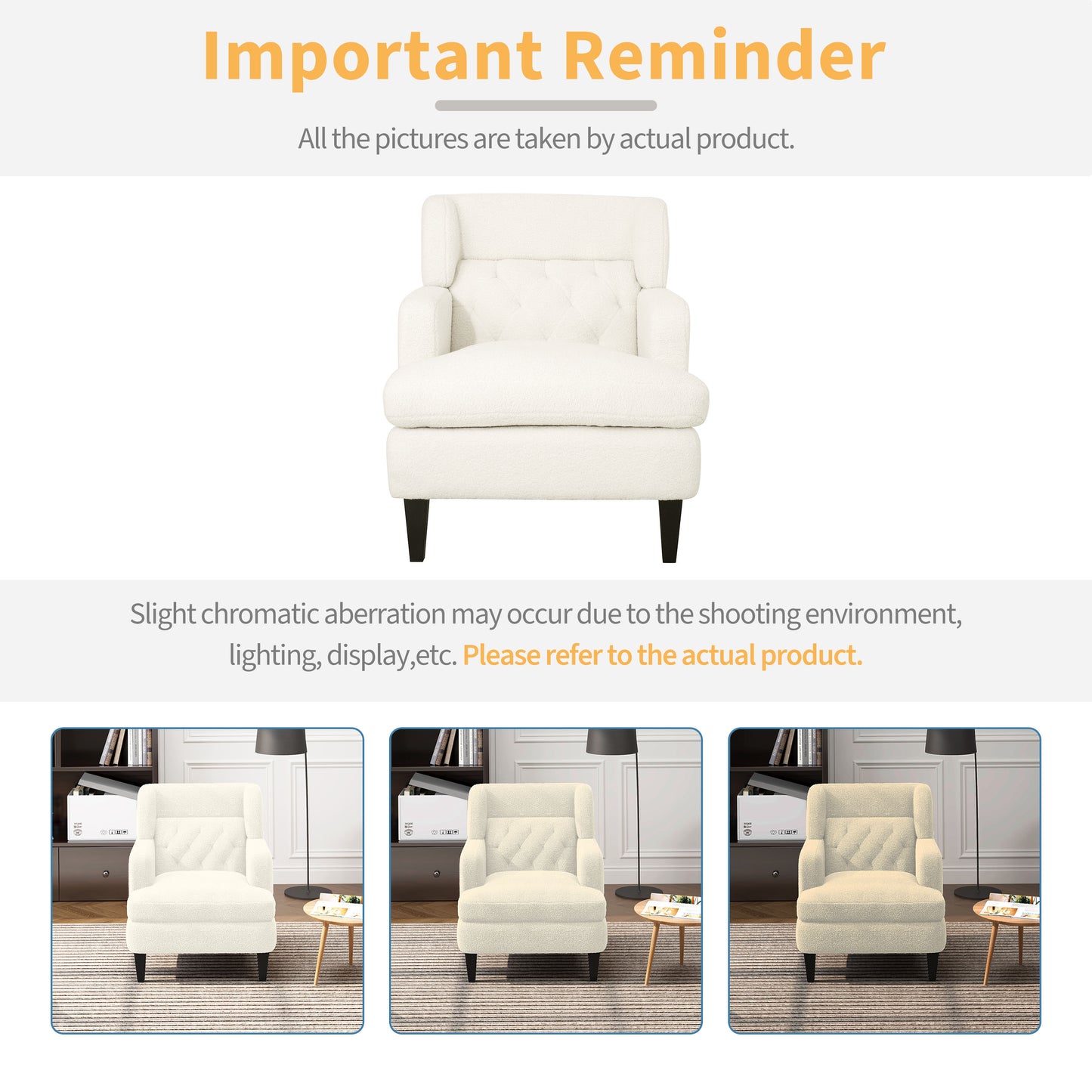 Dorelle Upholstered Accent Chair Tufted Armchair for Living Room and Bedroom