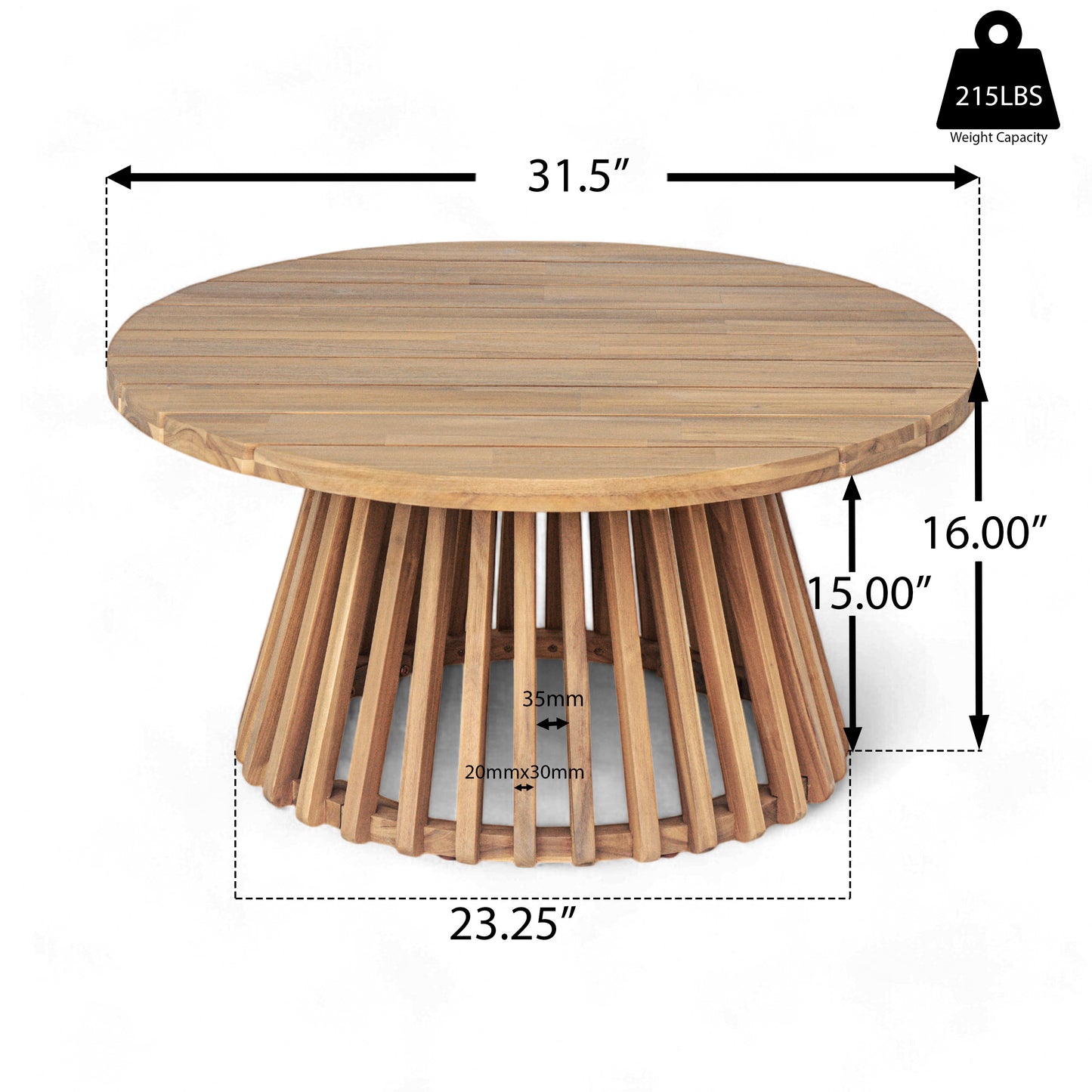 Xenath Outdoor Patio Furnitre Sets 3 Pieces,3 Seater Daybed With Rattan Arms  + Acacia Wood Table