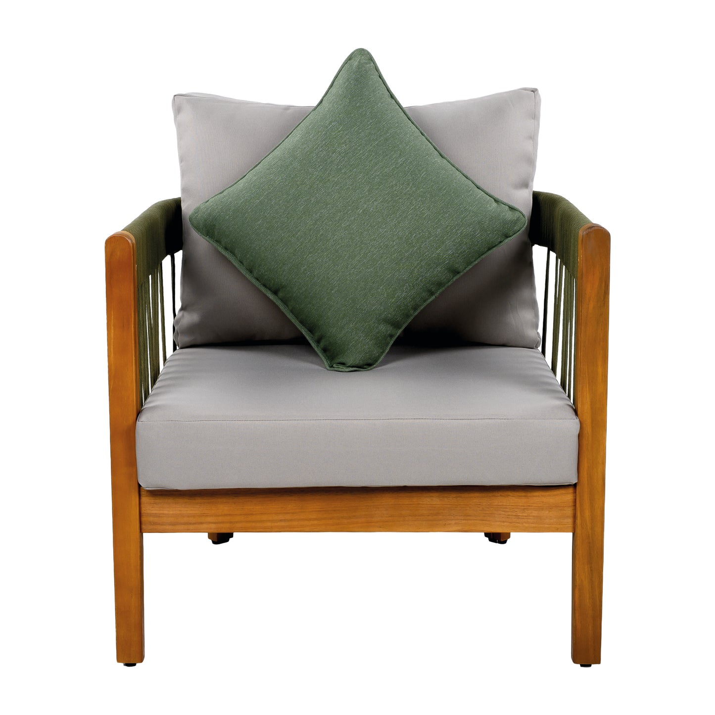 Tavithalae Acacia Wood Outdoor Club Chair with Water-Resistant  Cushions